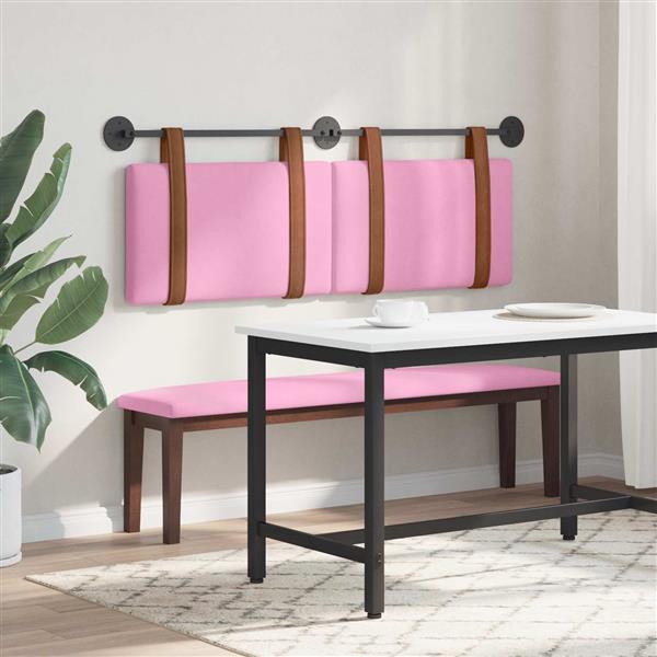 Grote foto vidaxl hangend hoofdeinde effen roze 150 x 55 x 5 cm antiek pu antiek en kunst stoelen en banken