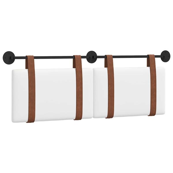 Grote foto vidaxl hangend hoofdeinde wandgemonteerd wit 150 x 55 x 5 cm antiek pu antiek en kunst stoelen en banken