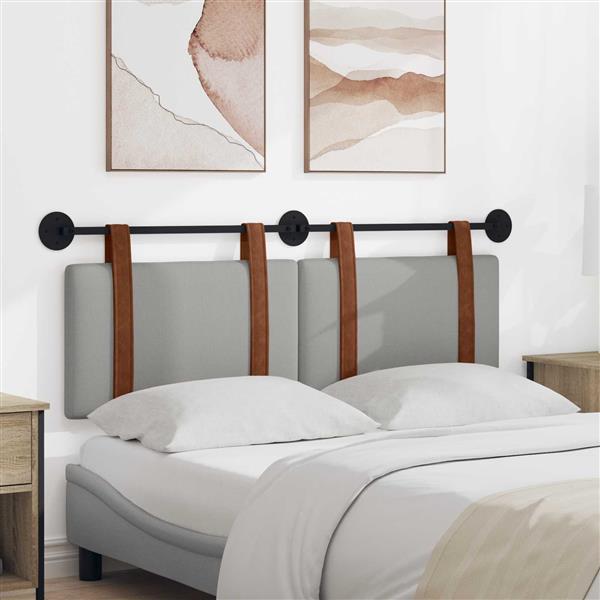 Grote foto vidaxl hangend hoofdeinde effen wolkengrijs 150 x 55 x 5 cm antiek pu antiek en kunst stoelen en banken