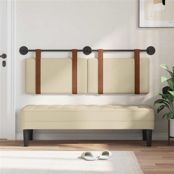 Grote foto vidaxl hangend hoofdeinde effen cr me 130 x 55 x 5 cm antiek pu antiek en kunst stoelen en banken