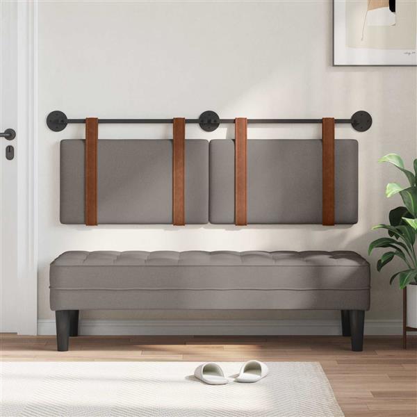 Grote foto vidaxl hangend hoofdeinde effen taupe 130 x 55 x 5 cm antiek pu antiek en kunst stoelen en banken