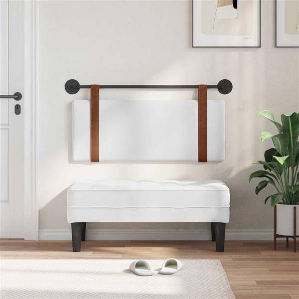 Grote foto vidaxl hangend hoofdeinde wandgemonteerd wit 110 x 55 x 5 cm antiek pu antiek en kunst stoelen en banken