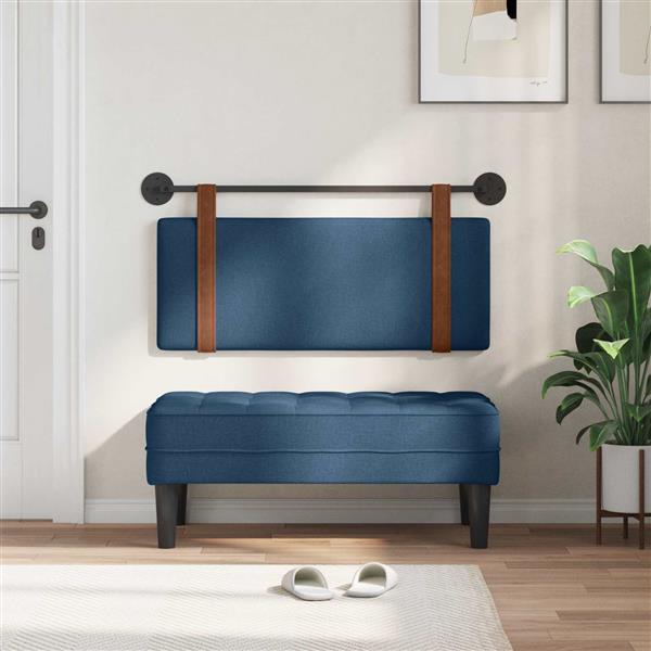 Grote foto vidaxl hangend hoofdeinde effen blauw 110 x 55 x 5 cm antiek pu antiek en kunst stoelen en banken