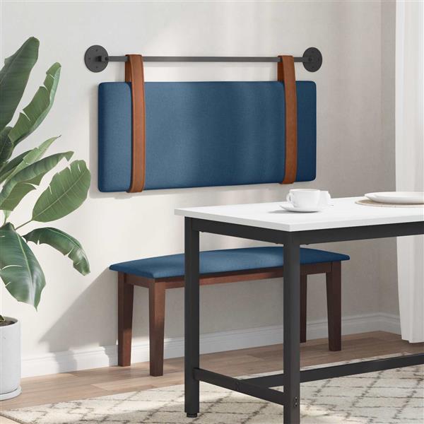 Grote foto vidaxl hangend hoofdeinde effen blauw 110 x 55 x 5 cm antiek pu antiek en kunst stoelen en banken