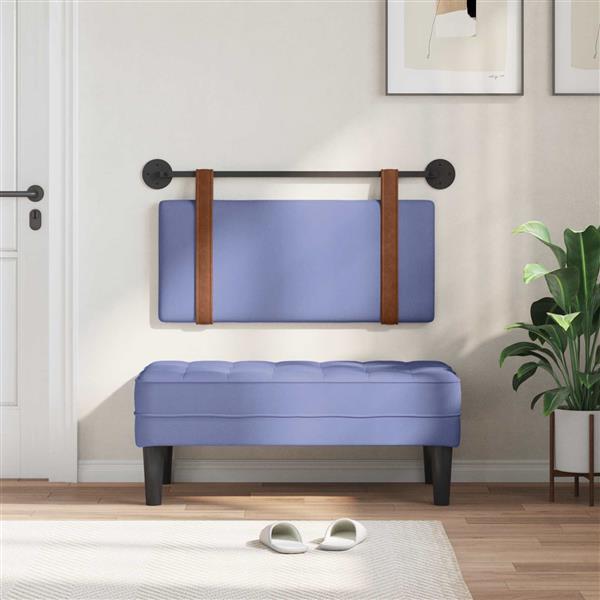 Grote foto vidaxl hangend hoofdeinde effen jeans blauw 100 x 55 x 5 cm antiek pu antiek en kunst stoelen en banken