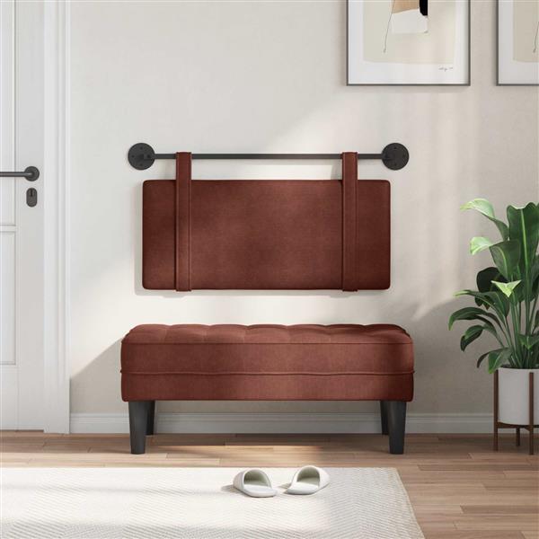 Grote foto vidaxl hangend hoofdeinde glanzend bruin 100 x 55 x 5 cm antiek pu antiek en kunst stoelen en banken