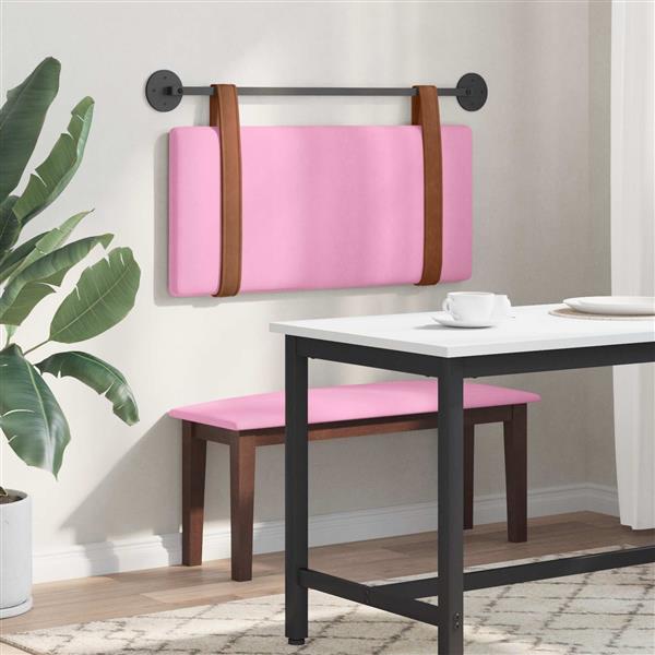 Grote foto vidaxl hangend hoofdeinde wandgemonteerd roze 90 x 55 x 5 cm antiek pu antiek en kunst stoelen en banken