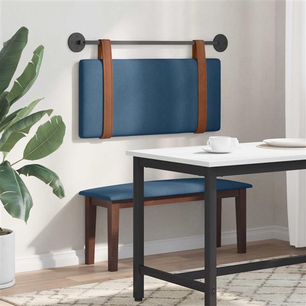 Grote foto vidaxl hangend hoofdeinde effen blauw 90 x 55 x 5 cm antiek pu antiek en kunst stoelen en banken