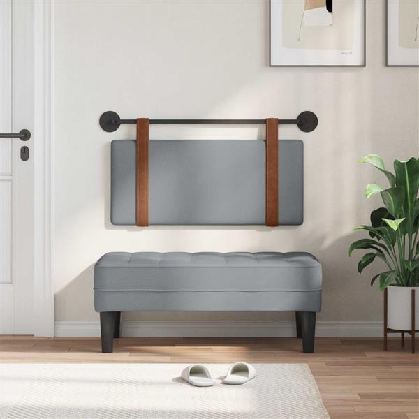 Grote foto vidaxl hangend hoofdeinde effen lichtgrijs 90 x 55 x 5 cm antiek pu antiek en kunst stoelen en banken