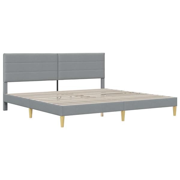 Grote foto vidaxl bedframe met hoofdeinde lichtgrijs 200 x 200 cm stof antiek en kunst stoelen en banken