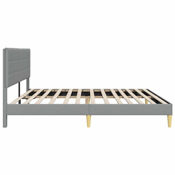 Grote foto vidaxl bedframe met hoofdeinde lichtgrijs 200 x 200 cm stof antiek en kunst stoelen en banken