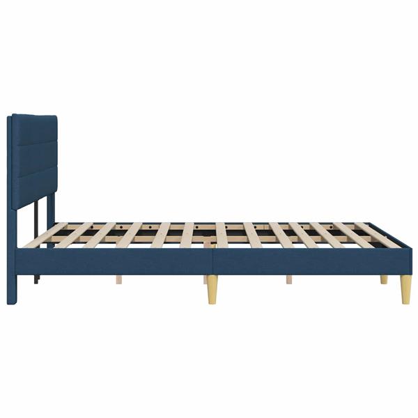 Grote foto vidaxl bedframe met hoofdeinde blauw 160 x 200 cm stof antiek en kunst stoelen en banken