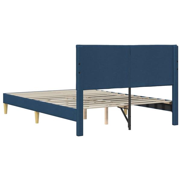 Grote foto vidaxl bedframe met hoofdeinde blauw 160 x 200 cm stof antiek en kunst stoelen en banken