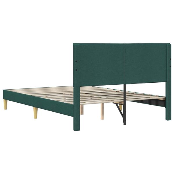 Grote foto vidaxl bedframe met hoofdeinde donkergroen 160 x 200 cm stof antiek en kunst stoelen en banken