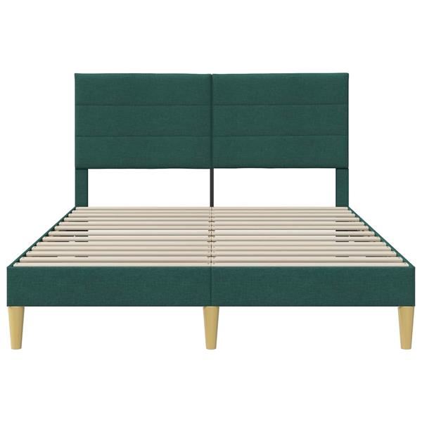 Grote foto vidaxl bedframe met hoofdeinde donkergroen 140 x 200 cm stof antiek en kunst stoelen en banken