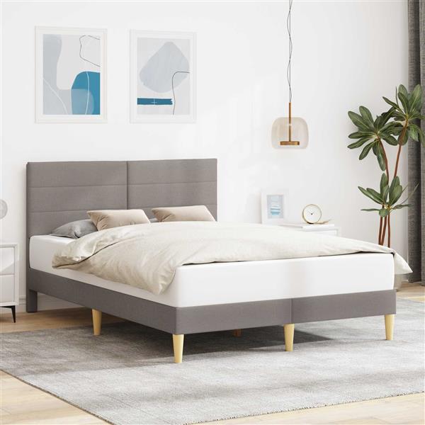 Grote foto vidaxl bedframe met hoofdeinde taupe 120 x 190 cm stof antiek en kunst stoelen en banken