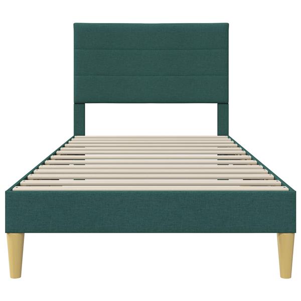 Grote foto vidaxl bedframe met hoofdeinde donkergroen 100 x 200 cm stof antiek en kunst stoelen en banken