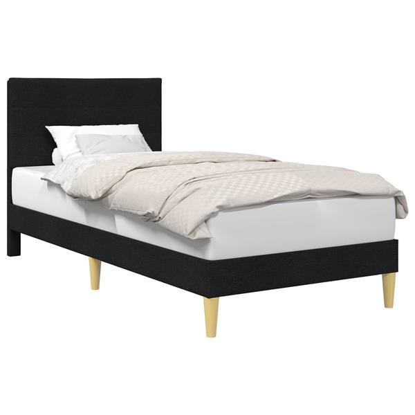 Grote foto vidaxl bedframe met hoofdeinde zwart 100 x 200 cm stof antiek en kunst stoelen en banken