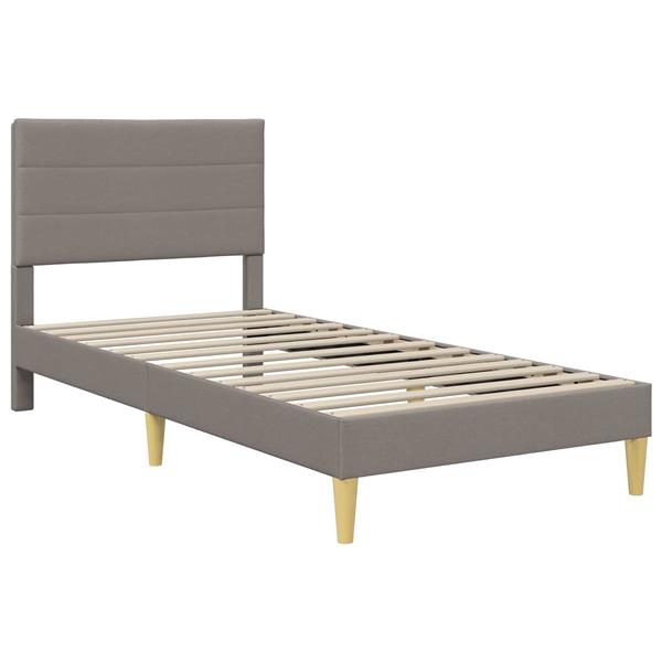 Grote foto vidaxl bedframe met hoofdeinde taupe 90 x 190 cm stof antiek en kunst stoelen en banken