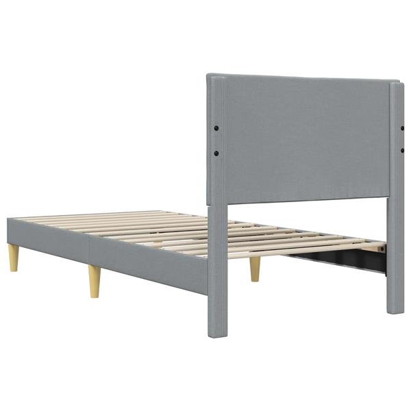 Grote foto vidaxl bedframe met hoofdeinde lichtgrijs 90 x 190 cm stof antiek en kunst stoelen en banken
