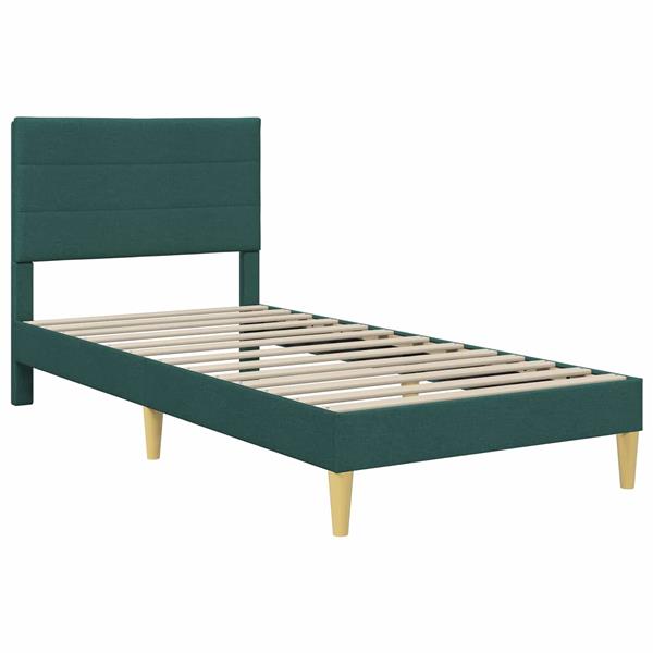 Grote foto vidaxl bedframe met hoofdeinde donkergroen 80 x 200 cm stof antiek en kunst stoelen en banken