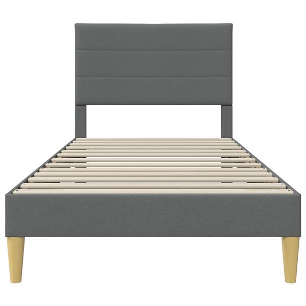 Grote foto vidaxl bedframe met hoofdeinde donkergrijs 80 x 200 cm stof antiek en kunst stoelen en banken