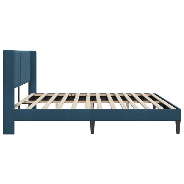 Grote foto vidaxl bedframe met hoofdeinde blauw 200 x 200 cm fluweel antiek en kunst stoelen en banken