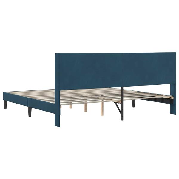 Grote foto vidaxl bedframe met hoofdeinde blauw 200 x 200 cm fluweel antiek en kunst stoelen en banken