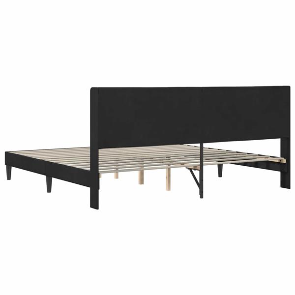 Grote foto vidaxl bedframe met hoofdeinde zwart 200 x 200 cm fluweel antiek en kunst stoelen en banken