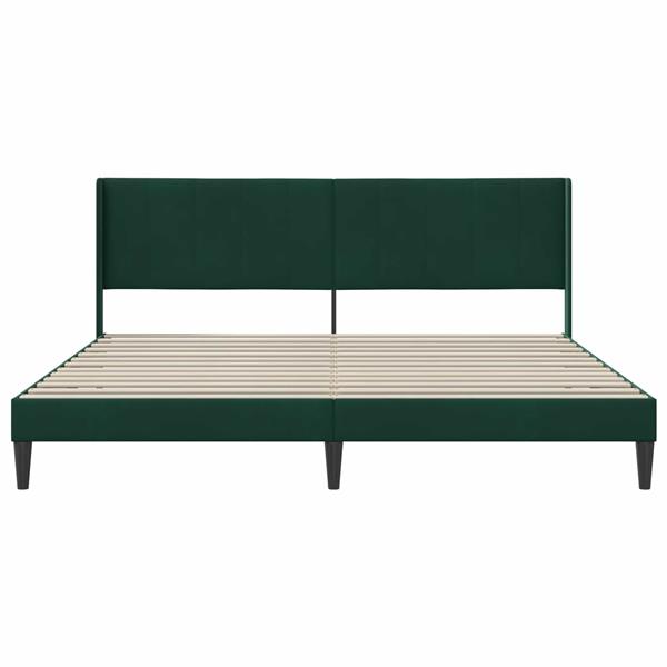 Grote foto vidaxl bedframe met hoofdeinde donkergroen 200 x 200 cm fluweel antiek en kunst stoelen en banken