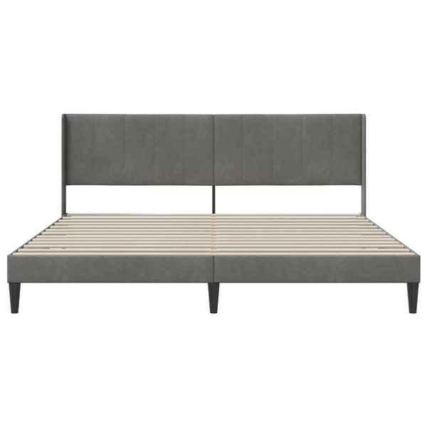 Grote foto vidaxl bedframe met hoofdeinde donkergrijs 200 x 200 cm fluweel antiek en kunst stoelen en banken