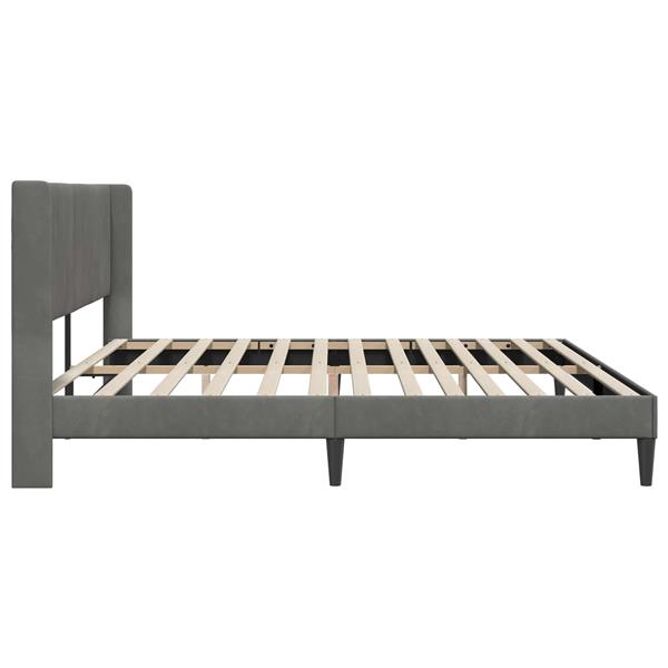 Grote foto vidaxl bedframe met hoofdeinde donkergrijs 200 x 200 cm fluweel antiek en kunst stoelen en banken
