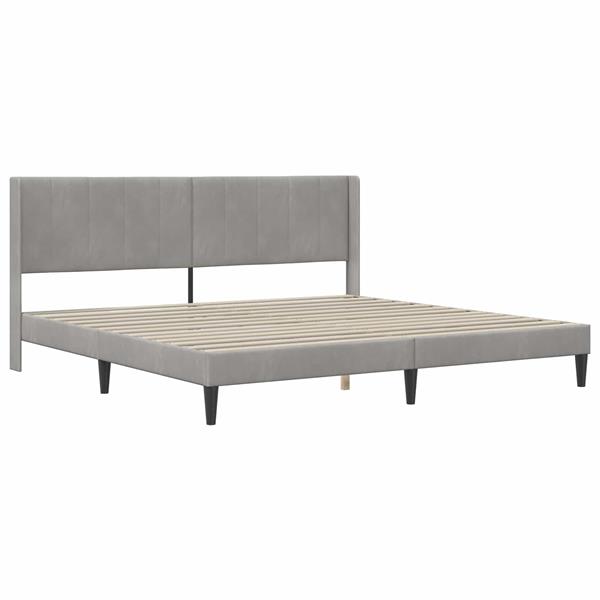 Grote foto vidaxl bedframe met hoofdeinde lichtgrijs 200 x 200 cm fluweel antiek en kunst stoelen en banken
