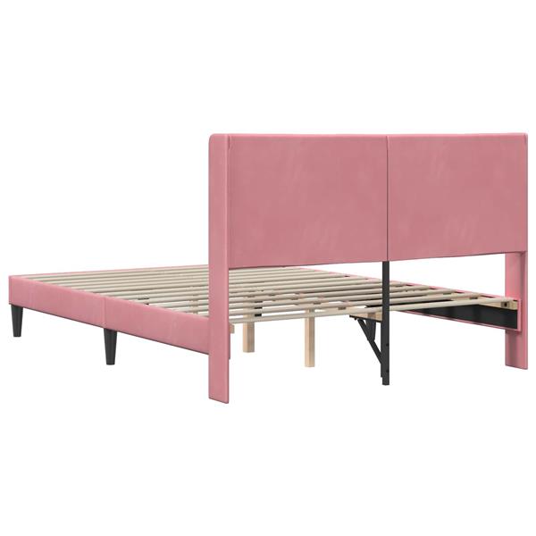 Grote foto vidaxl bedframe met hoofdeinde roze 160 x 200 cm fluweel antiek en kunst stoelen en banken