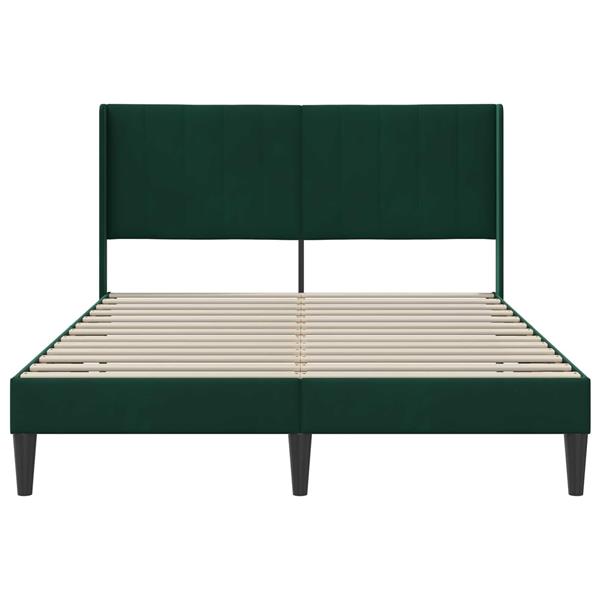 Grote foto vidaxl bedframe met hoofdeinde donkergroen 140 x 190 cm fluweel antiek en kunst stoelen en banken