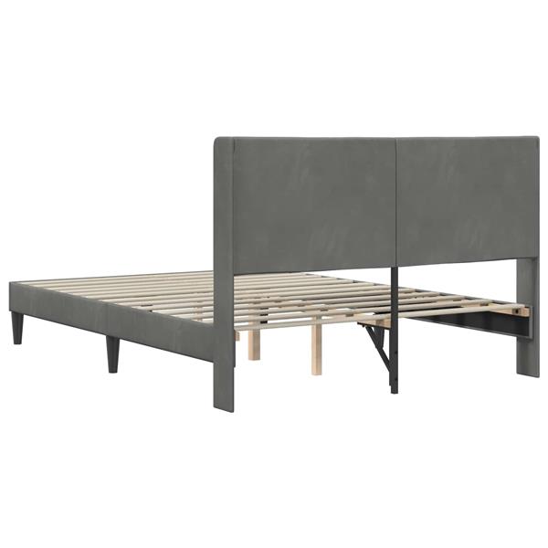 Grote foto vidaxl bedframe met hoofdeinde donkergrijs 120 x 200 cm fluweel antiek en kunst stoelen en banken