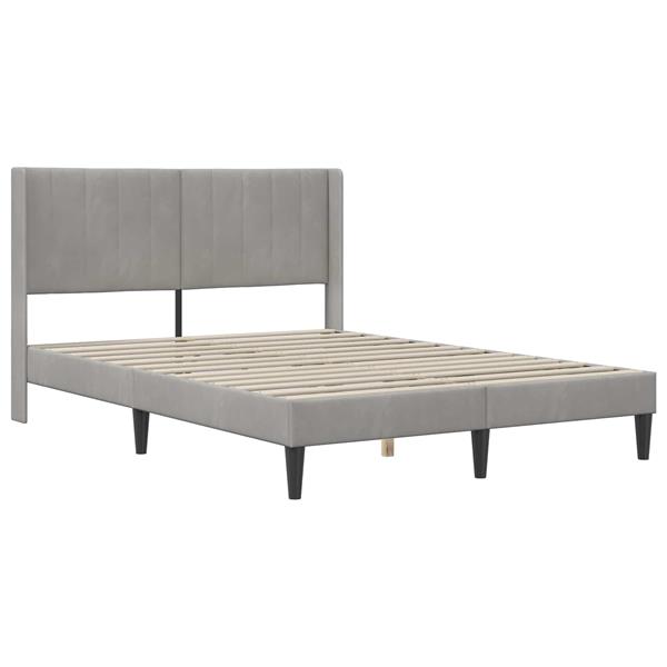 Grote foto vidaxl bedframe met hoofdeinde lichtgrijs 120 x 200 cm fluweel antiek en kunst stoelen en banken