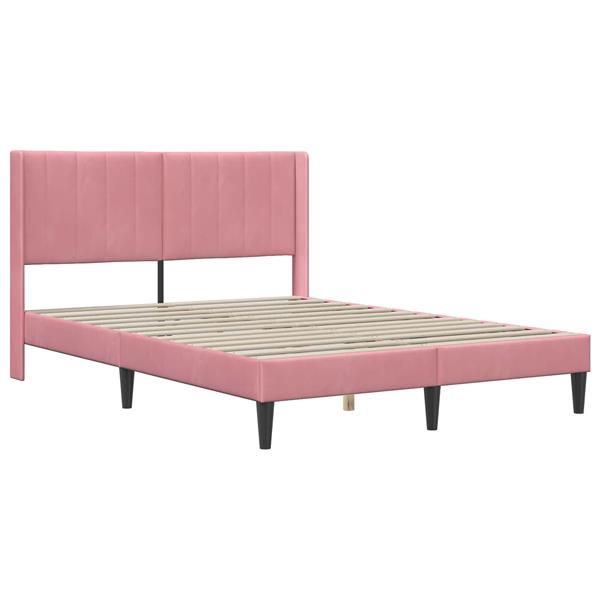 Grote foto vidaxl bedframe met hoofdeinde roze 120 x 190 cm fluweel antiek en kunst stoelen en banken