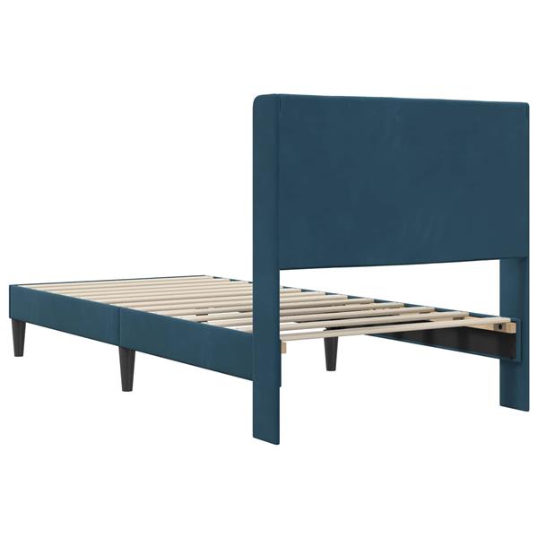 Grote foto vidaxl bedframe met hoofdeinde blauw 90 x 190 cm fluweel antiek en kunst stoelen en banken