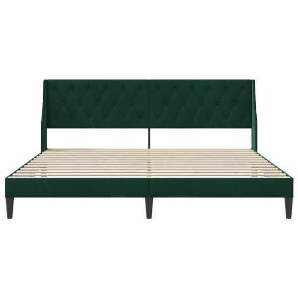 Grote foto vidaxl bedframe met hoofdeinde donkergroen 200 x 200 cm fluweel antiek en kunst stoelen en banken