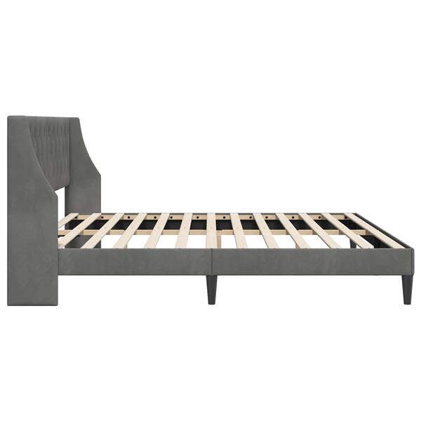 Grote foto vidaxl bedframe met hoofdeinde donkergrijs 200 x 200 cm fluweel antiek en kunst stoelen en banken