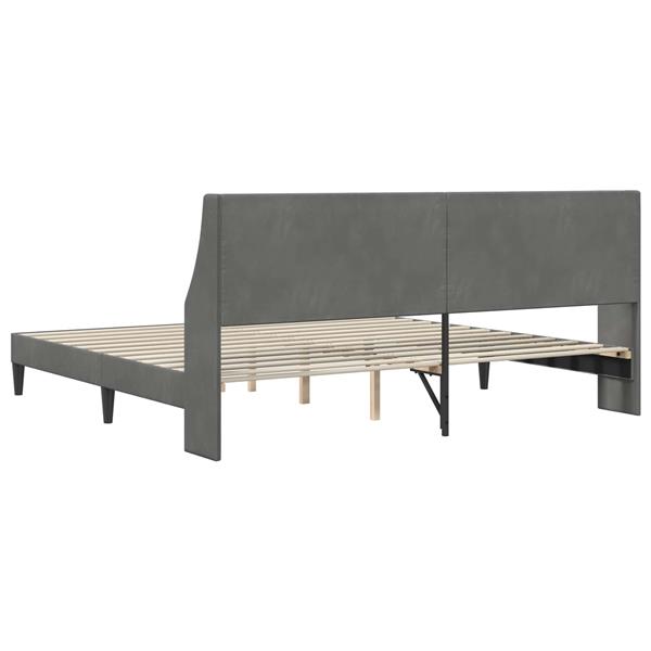 Grote foto vidaxl bedframe met hoofdeinde donkergrijs 200 x 200 cm fluweel antiek en kunst stoelen en banken