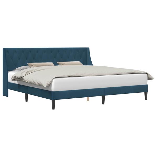 Grote foto vidaxl bedframe met hoofdeinde blauw 180 x 200 cm fluweel antiek en kunst stoelen en banken