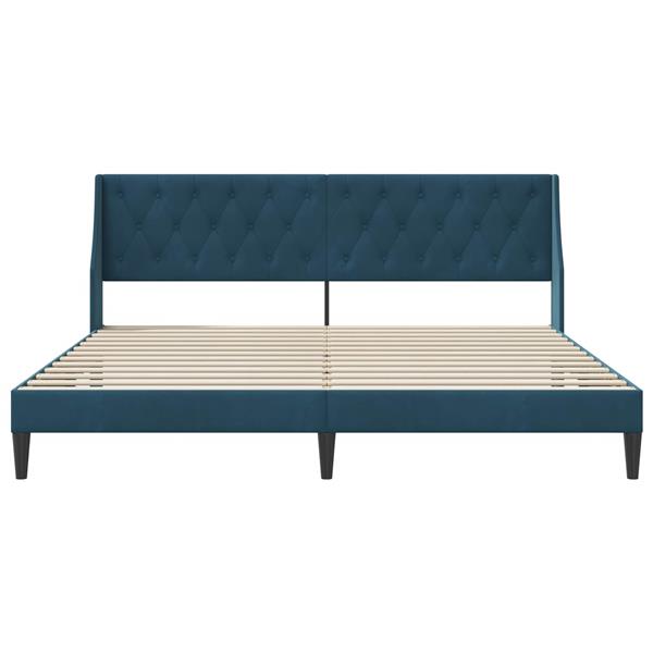 Grote foto vidaxl bedframe met hoofdeinde blauw 180 x 200 cm fluweel antiek en kunst stoelen en banken