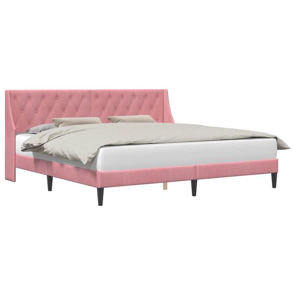Grote foto vidaxl bedframe met hoofdeinde roze 180 x 200 cm fluweel antiek en kunst stoelen en banken