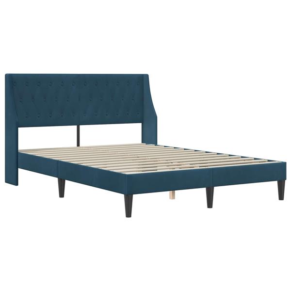 Grote foto vidaxl bedframe met hoofdeinde blauw 160 x 200 cm fluweel antiek en kunst stoelen en banken