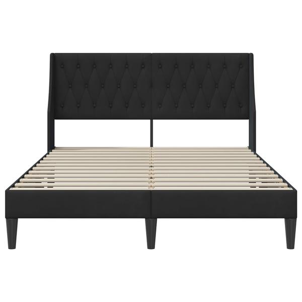 Grote foto vidaxl bedframe met hoofdeinde zwart 160 x 200 cm fluweel antiek en kunst stoelen en banken