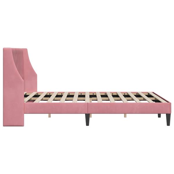 Grote foto vidaxl bedframe met hoofdeinde roze 140 x 200 cm fluweel antiek en kunst stoelen en banken