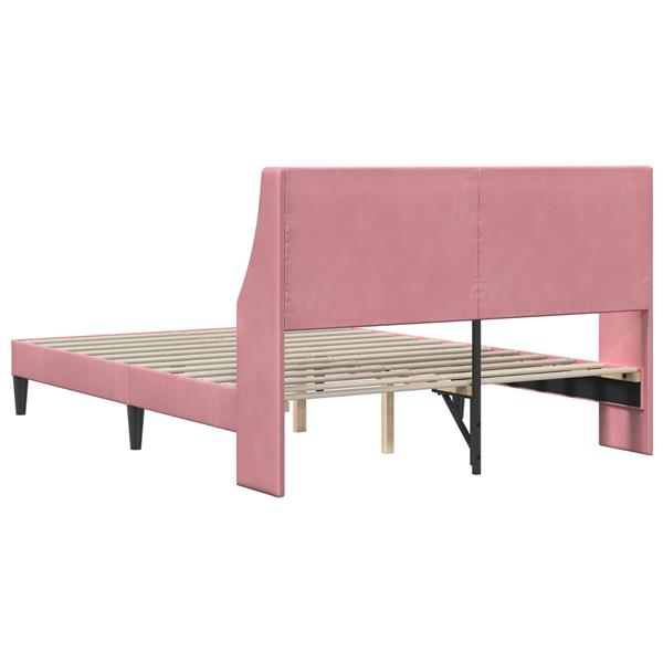 Grote foto vidaxl bedframe met hoofdeinde roze 140 x 200 cm fluweel antiek en kunst stoelen en banken