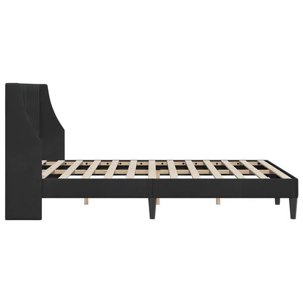 Grote foto vidaxl bedframe met hoofdeinde zwart 120 x 190 cm fluweel antiek en kunst stoelen en banken